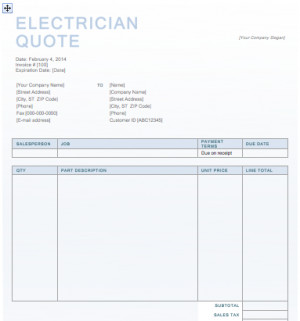 Here are the guidelines to create an electrician quote: