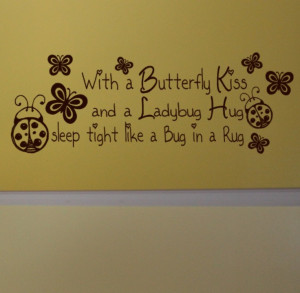 ... the lettering in a lighter brown with pink butterflies and lady bugs