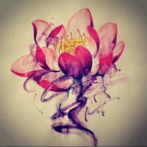 Cute watercolor tattoo/ lotus flower