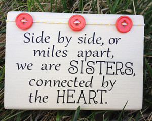 Sisters Quote on Handmade Wooden Bl ock 