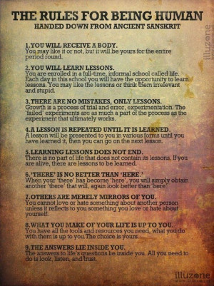 Rules for Being Human (supposedly from ancient Sanskrit - the ...
