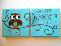 ... One w/Quote & One w/Owl - Boy or Girl Nursery Owl Wall Art - Custom