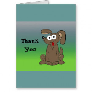 Funny Cartoon Dog Thank You Greeting Card