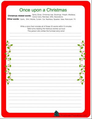 free printable write a funny christmas story game