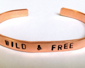 Quote Bracelet - Wild & Free Hand S tamped Mantra Bracelet ...