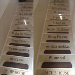 Large Stairs Quote in This House Rules Family Love Wall Sticker ...