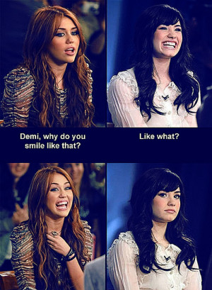demi lovato, funny, girls, lol, miley cyrus, quotes, smile, text