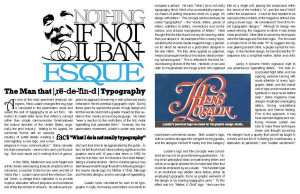 The pull out quote is an homage to Lubalin's headline work with Fact ...