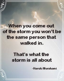 As long as you are willing to do some self examination the storm is ...