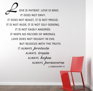 Corinthians 13 Love is Patient...Bible Verse Wall Decal Quotes