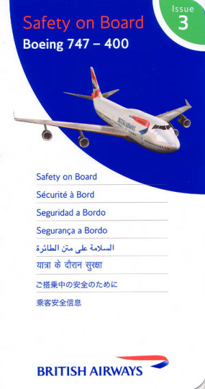 Airline Safety Card For British Airways Boeing 747 400 Issue 3jpg