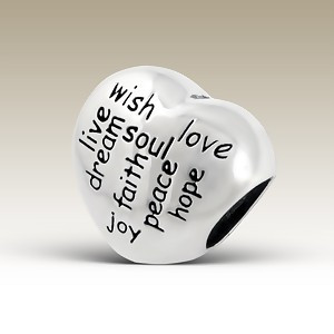 Inspirational Sayings Puffy Heart Charm Bead - Pandora Compatible