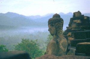 Yogjakarta: Borobudur stone Buddha in meditation position