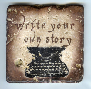 Vintage Typewriter Marble Tile Drink Coaster with Quote -- Write Your ...