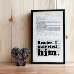 Jane Eyre Wedding Gift Quote on Vintage Book Page Framed Altered Book ...