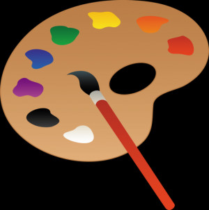 Artists Palette With Paint and Brush