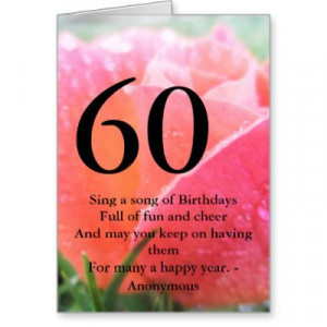 60th Birthday Fun Quote Greeting Card. 60th Birthday