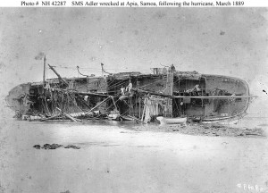 Overturned on the reef, on the western side of Apia Harbor, Upolu ...