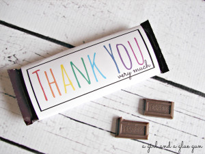 free candy bar wrapper thank you (and congrats) printables!