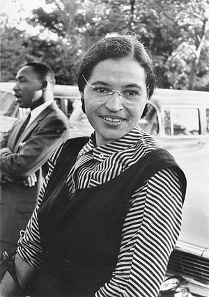 Photograph of Rosa Parks with Dr. Martin Luthe...