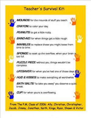 TEACHER'S SURVIVAL KIT FOR EVERYDAY LIVING.