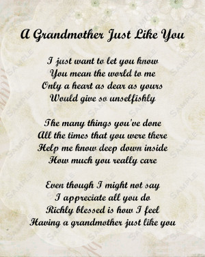 Love Grandma Poems Grandmother poem love poem