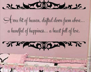 Baby Nursery Wall Quote - A Wee Bit of Heaven Vinyl Wall Decal With ...