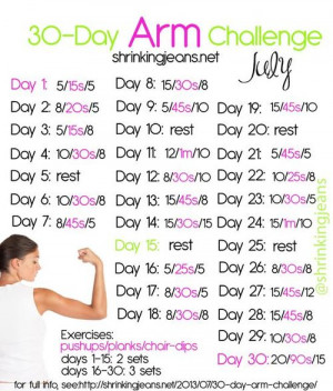 health and beauty / 30-Day Arm Challenge {monthly workout calendar}