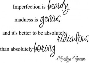 Imperfection is Beauty Marilyn Monroe Quote Vinyl Wall Decal