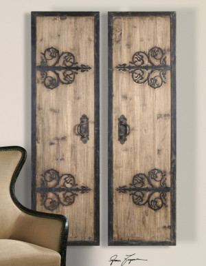 ... XL Decorative Rustic Wood & Wrought Iron Wall Art Panels Oversized 70