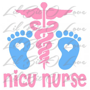NICU Nurse Vinyl Decal Sticker with Caduceus and Baby Feet for Car