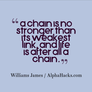 50. “A chain is no stronger than its weakest link, and life is after ...