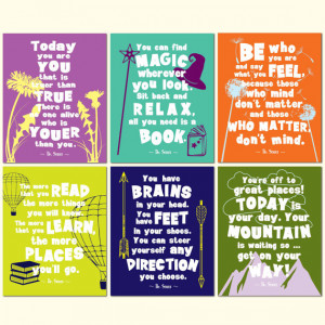 dr seuss quotes, dr seuss wall art set, playroom print set ...