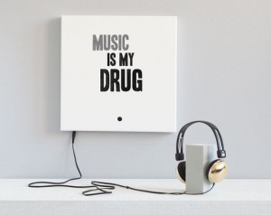 canvas quote typography wall art music is my drug mint mouse design ...