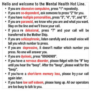 CafePress > Wall Art > Posters > Mental Health Hot Line Poster