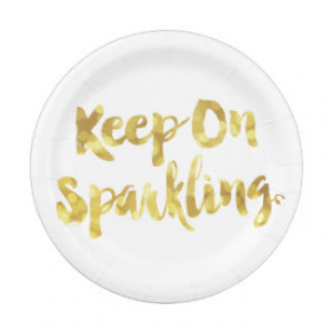 Sparkling Gold Blurry Glitter Bokeh Quote 7 Inch Paper Plate