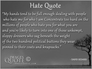My hands tend to be full enough dealing – Hate Quote