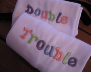 Embroidered Baby Onesies or Shirts for Twins. Double Trouble LONG ...