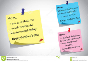 Different colorful happy mothers day quotes post it note set. three ...