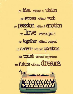 visionNo success without workNo passion without emotionNo love without ...