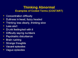 Thinking Abnormal: Examples of Coded Terms (COSTART)