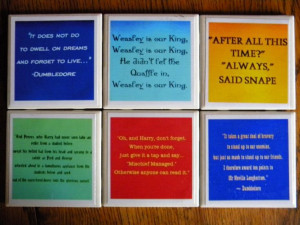 Harry Potter Quotes Wall Art or Ceramic Tile Coaster Set of 6. $24.00 ...