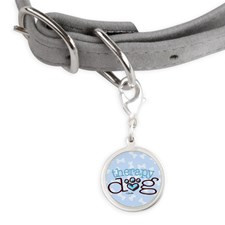 Therapy Dog Blue Small Round Pet Tag for