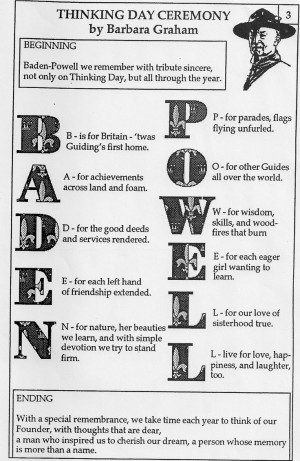 Baden-Powell and Thinking Day.Girls Guide, Internet Site, Website, Web ...