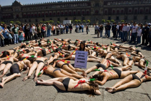 Bullfighting protesters in Mexico City