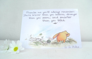 Winnie the Pooh Braver Than You Think Inspirational Quote Card ...