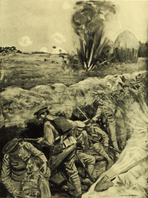 drawing of early trench warfare during the September 1914 post-Marne ...