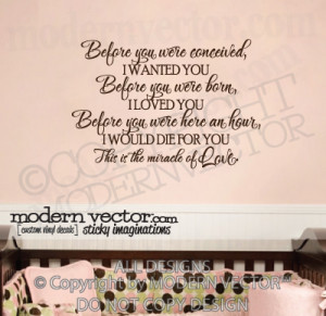 Details about BEFORE YOU WERE Vinyl Wall Quote Decal Nursery MIRACLE