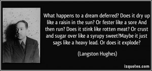 What happens to a dream deferred? Does it dry up like a raisin in the ...