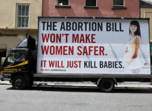 The pro-life campaign billboard, seen here outside the Dáil on June ...